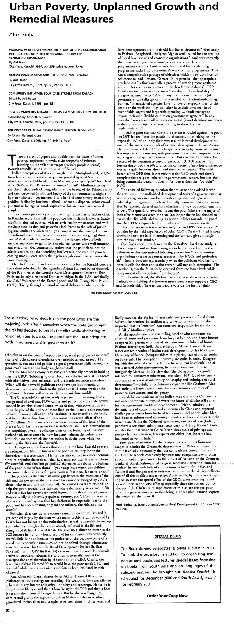 (082) Urban Poverty, Unplanned Growth and Remedial Measures Review